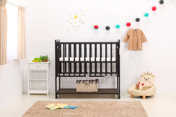 ハイタイプベッド ツーオープン【ダークブラウン】収納棚付 | ベビー