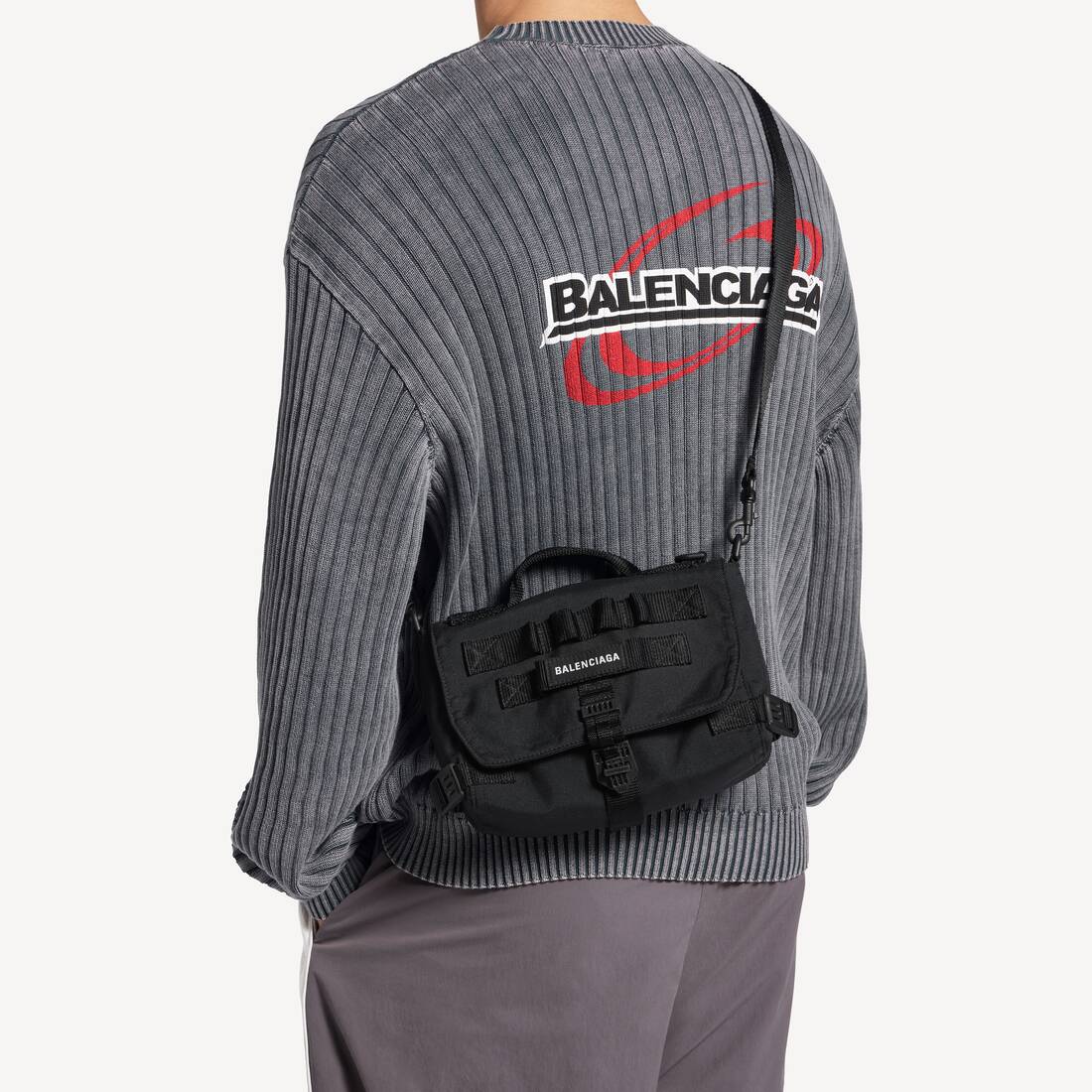 Men's Army Messenger Bag Small in Black | Balenciaga US