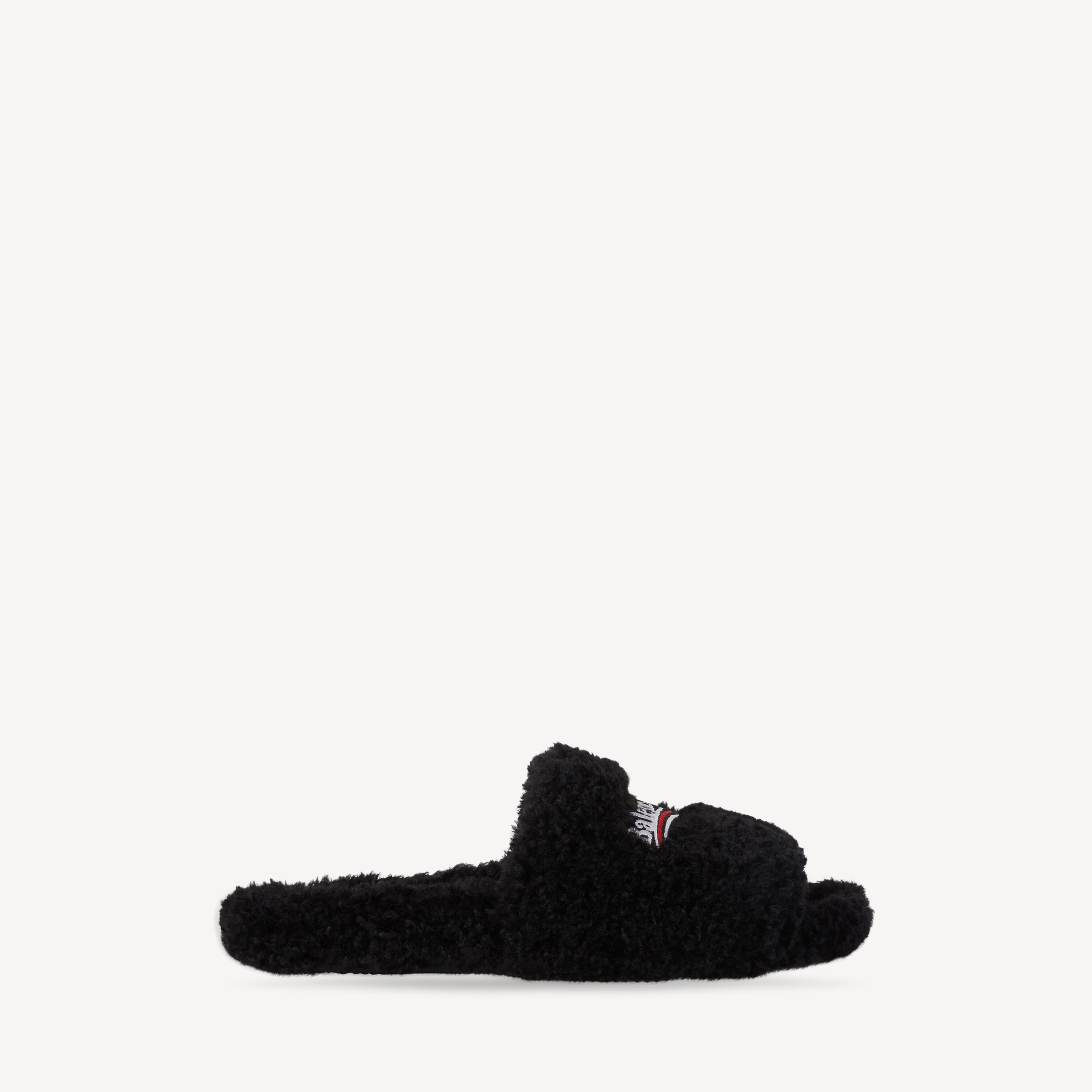 Men's Furry Open Mule in Black/white/red | Balenciaga US