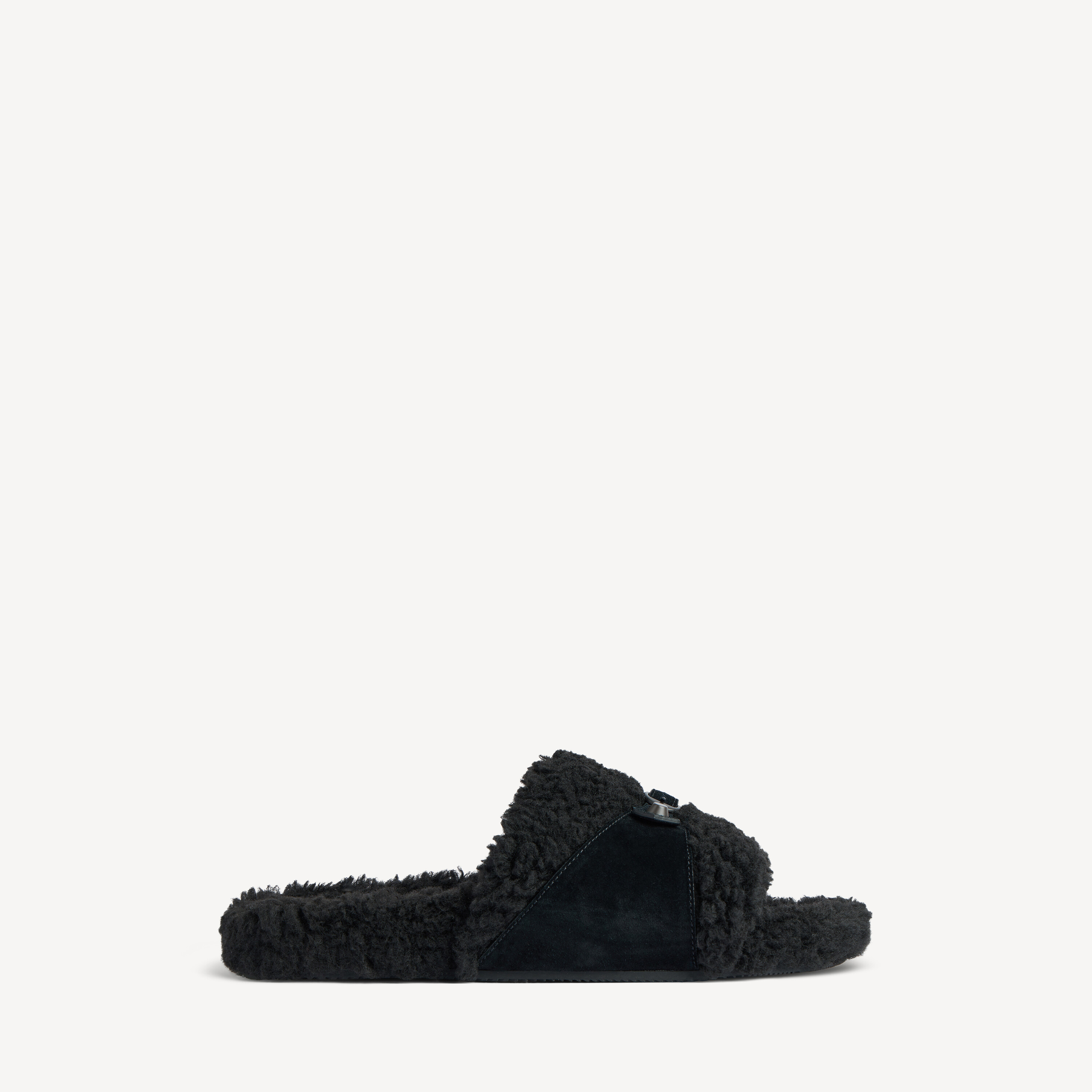 Women's Furry Open Mule in Black | Balenciaga US