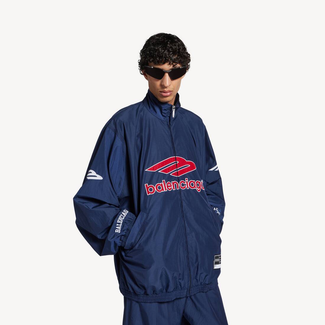 Men's 3b Football Tracksuit Jacket in New Dark Navy | Balenciaga US