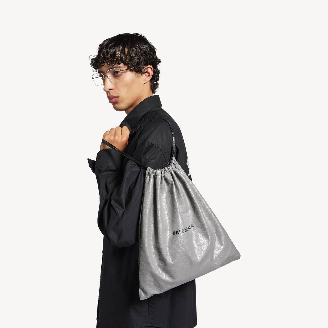 Men's Shopper Dust Bag Pouch in Balenciaga Grey | Balenciaga FR