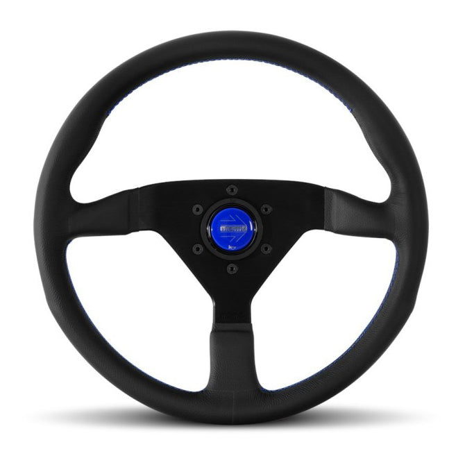 Momo Monte Carlo 350mm Leather Blue Stitch Steering Wheel