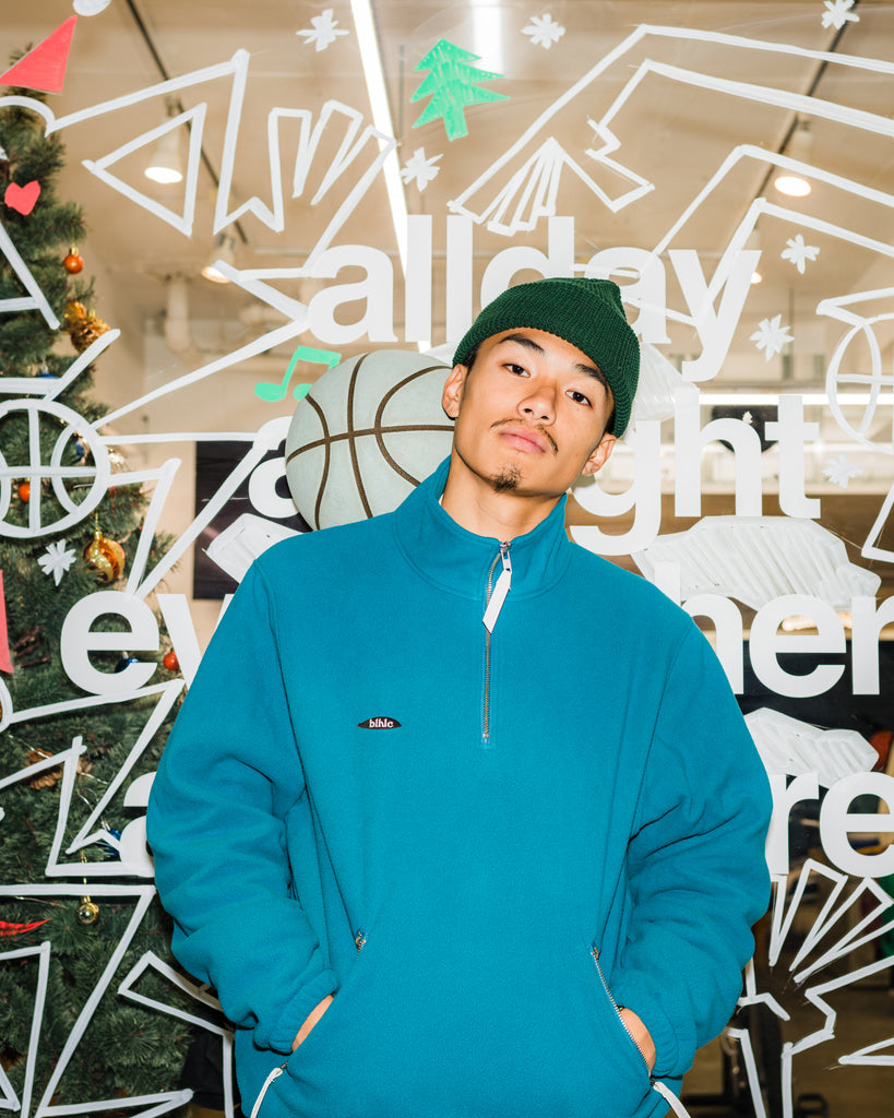 Ball Panel Logo Fleece Half Zip Pullover (teal blue) – ballaholic