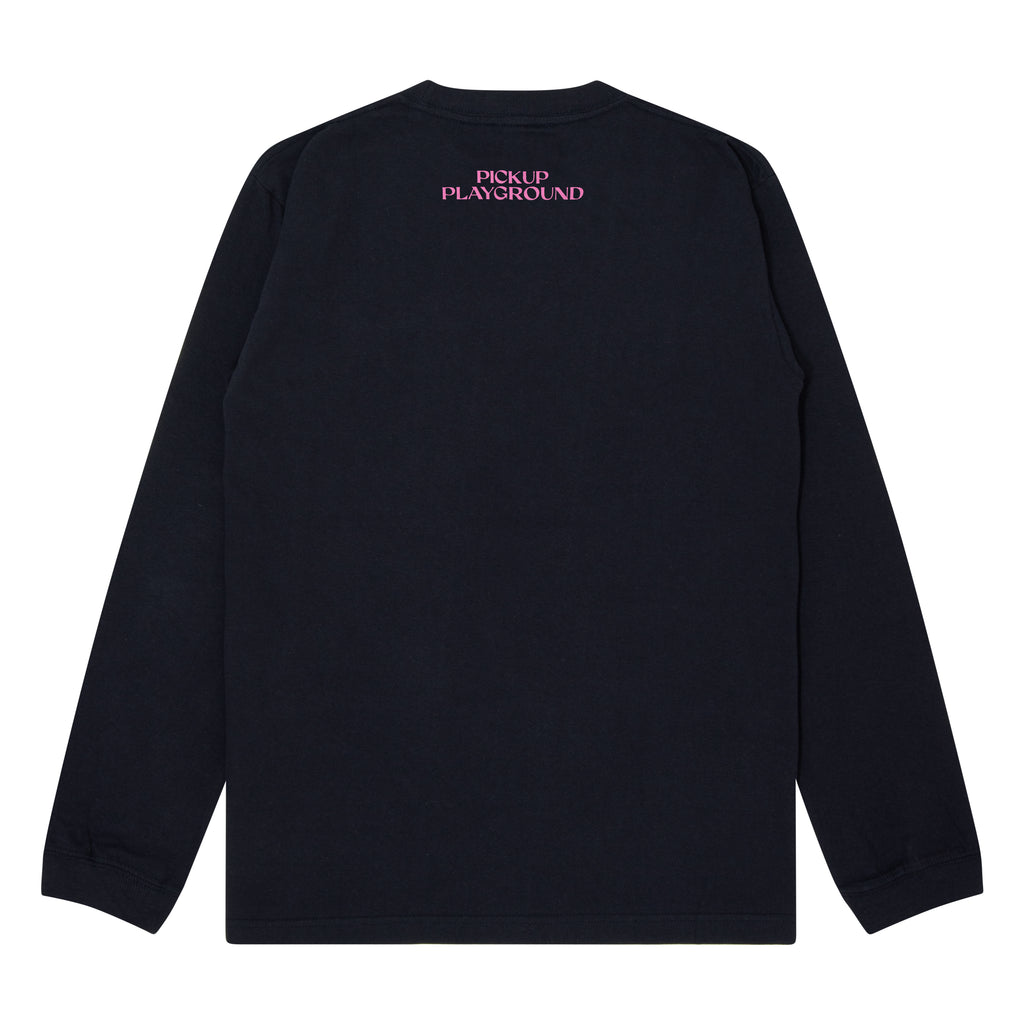 Logo Long Tee -PICK UP PLAYGROUND- (navy/pink) – ballaholic