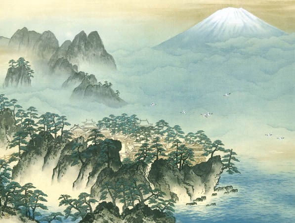 横山大観「蓬莱山」掛軸 掛け軸 高精彩巧芸画 プレゼント ギフト 日本