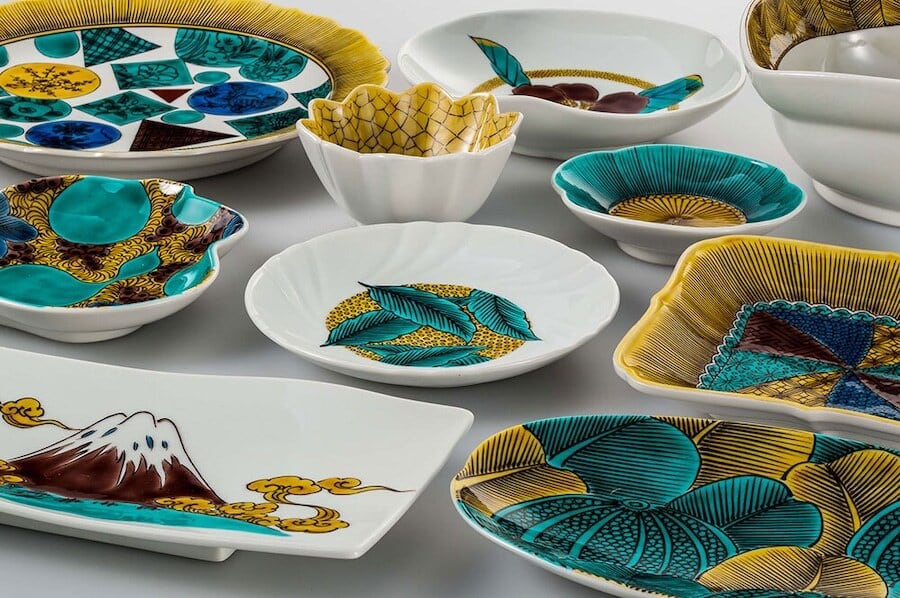 九谷焼・手描き絵付け 小皿【青手瓢箪葡萄文5寸変り皿】 | 九谷焼 真生