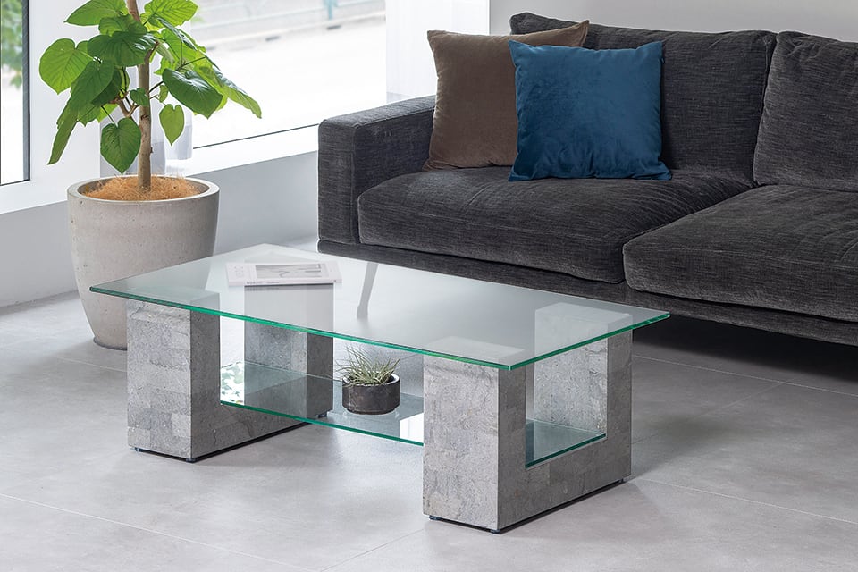 コーヒーテーブル・リビングテーブル SS-57｜ガラス天板 ガラス棚板