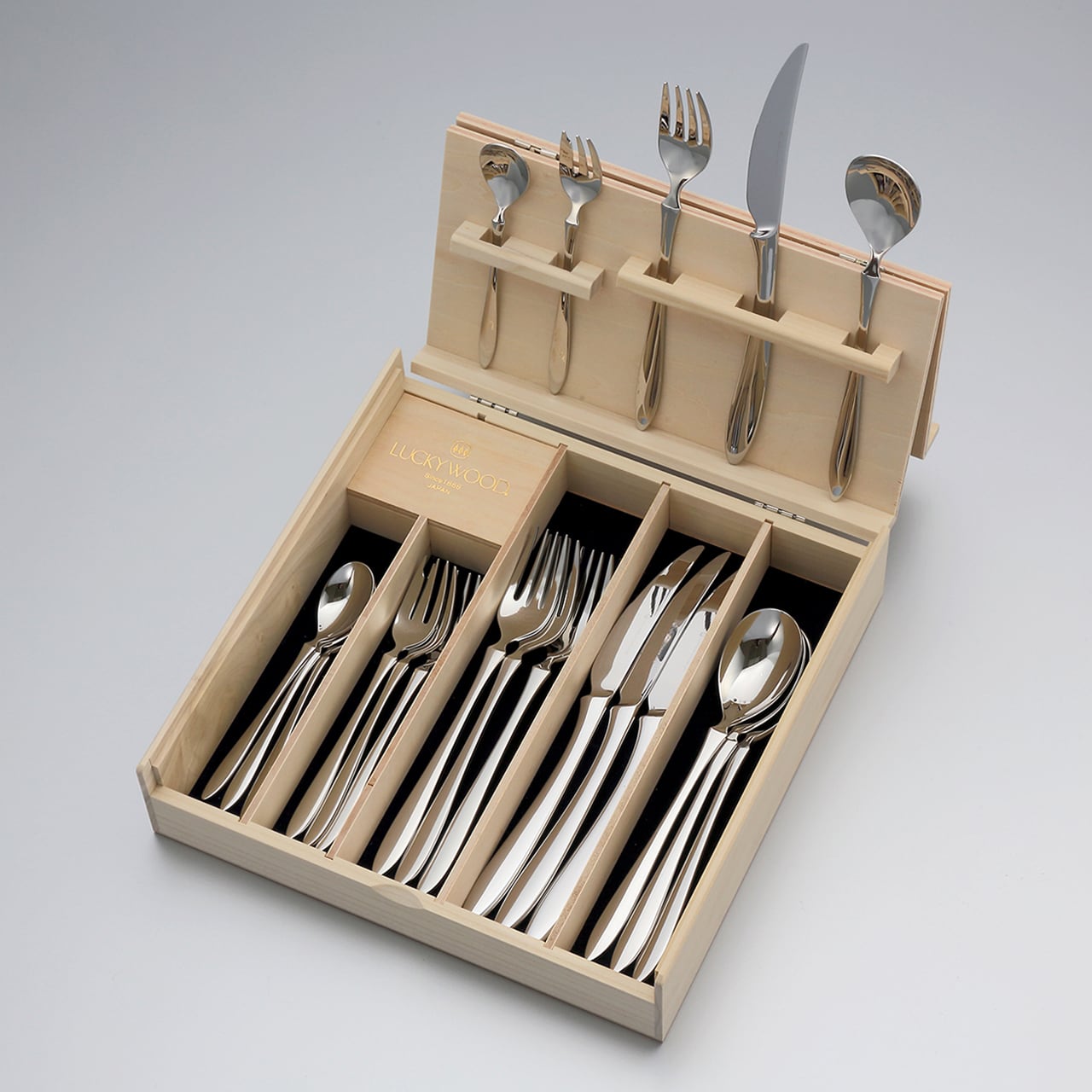 未使用品】 LUCKY WOOD カトラリー 5客 30本セット ラッキーウッド