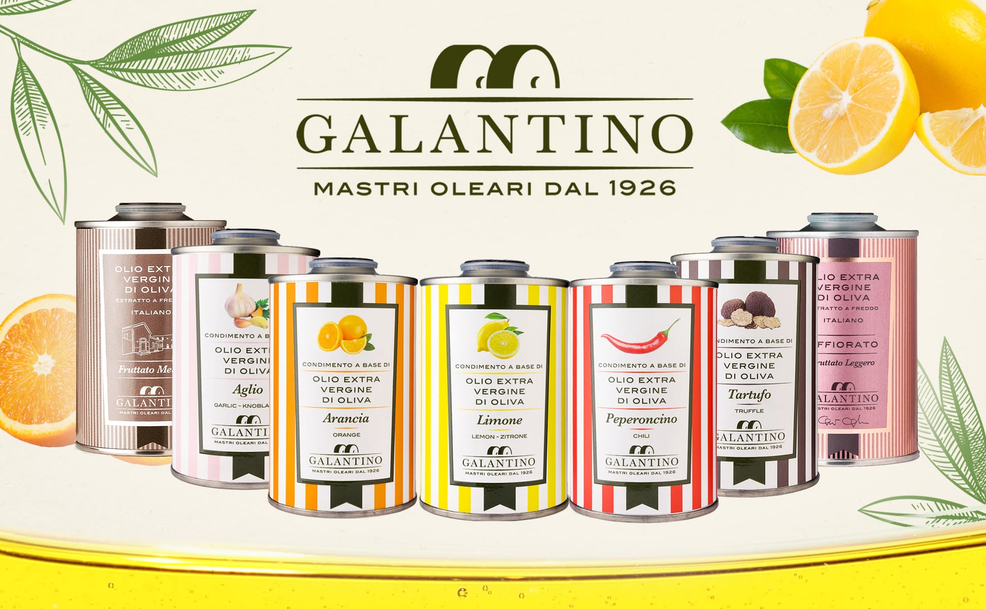 ガランティーノフレーバーオイル（レモン・オレンジ・唐辛子・にんにく