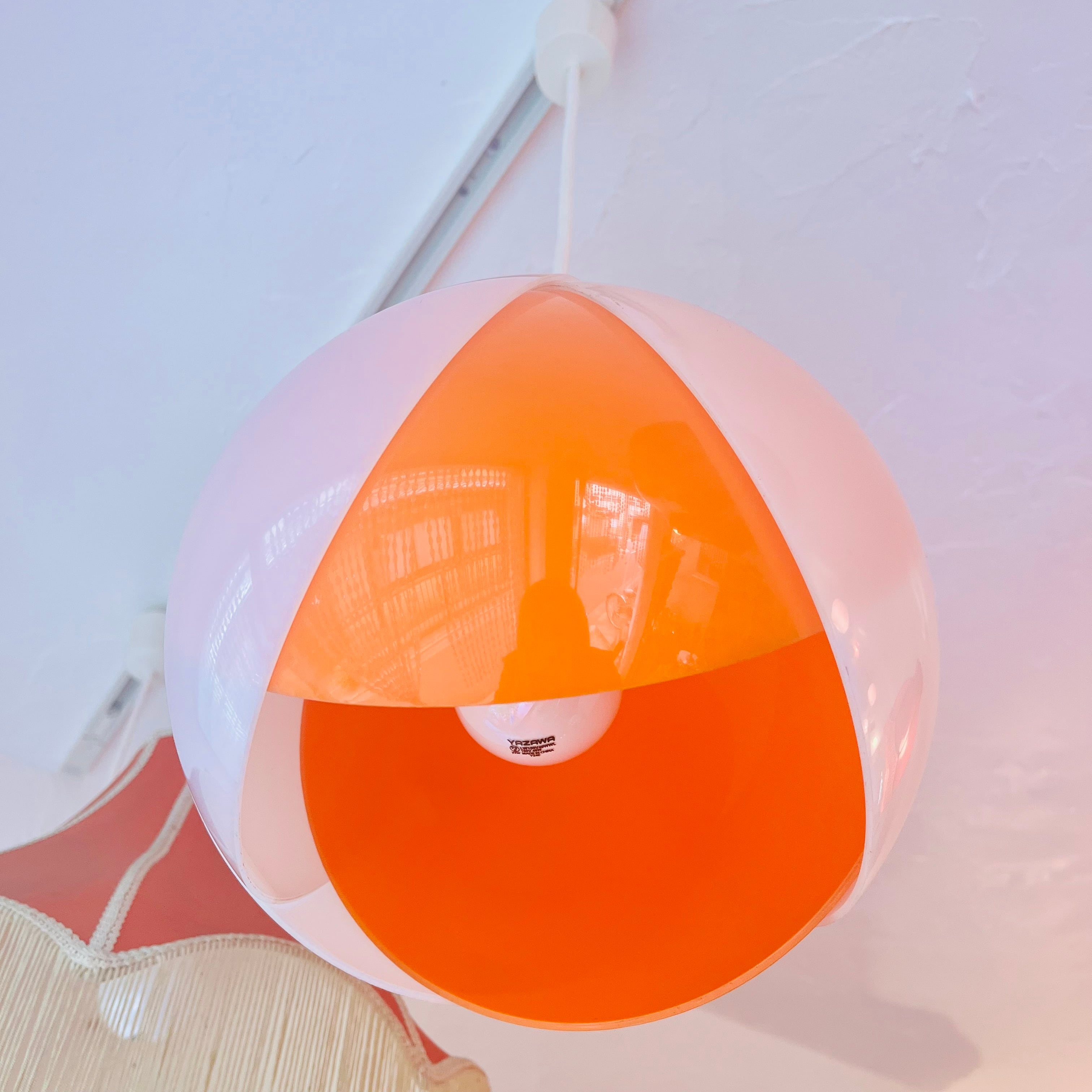 ペンダントライト フラワー オレンジ 天井照明 昭和レトロ | 春眠雑貨店