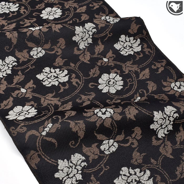 名古屋帯]西陣織 老舗 山下織物 謹製 本場奄美大島 泥草木染め糸 唐花