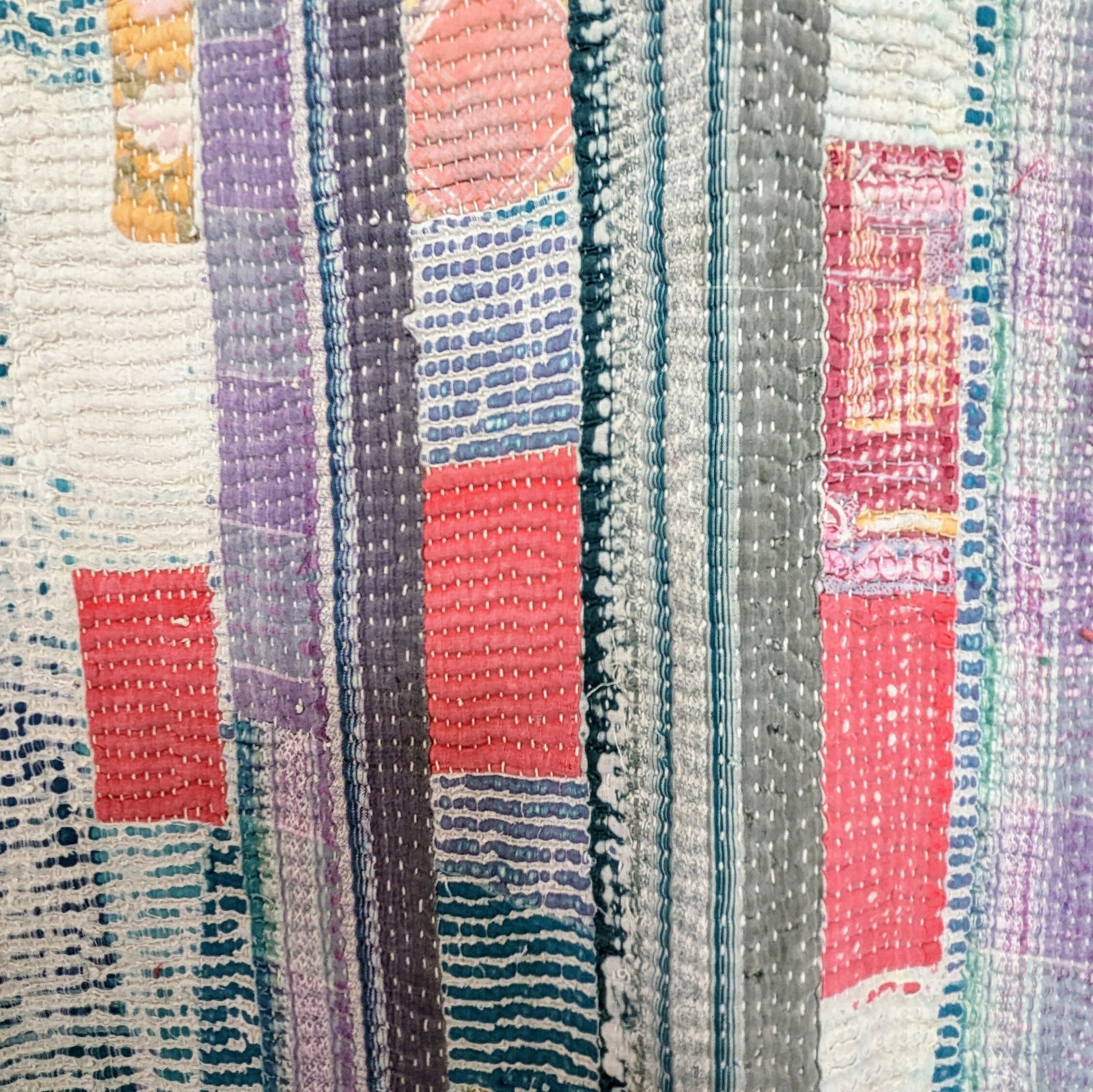 色合い可愛いパッチワークラリーキルト ヴィンテージ 刺し子 刺繍布