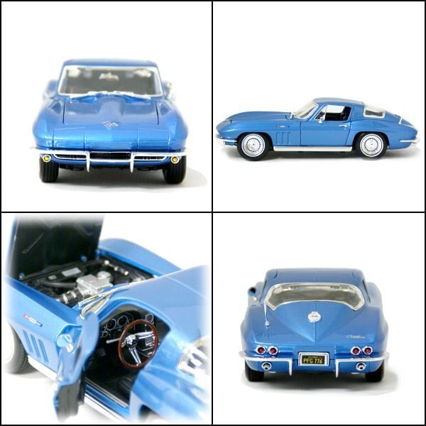 ミニカー 1965 シボレー コルベット スティングレー C2 水色 1/18