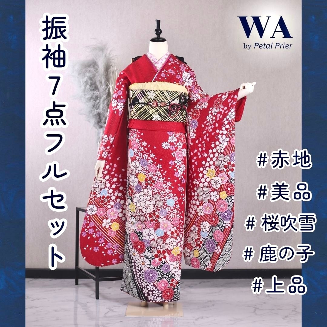 振袖フルセット 身丈157裄62 色無地 赤 蘇芳色 逸品 成人式 振袖フル