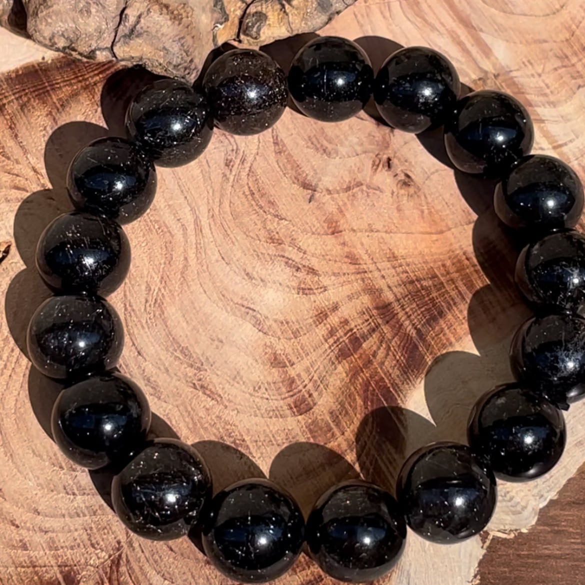 黒針びっしり☆ブラックルチル水晶ブレスレット #72 | Mea Via Stone