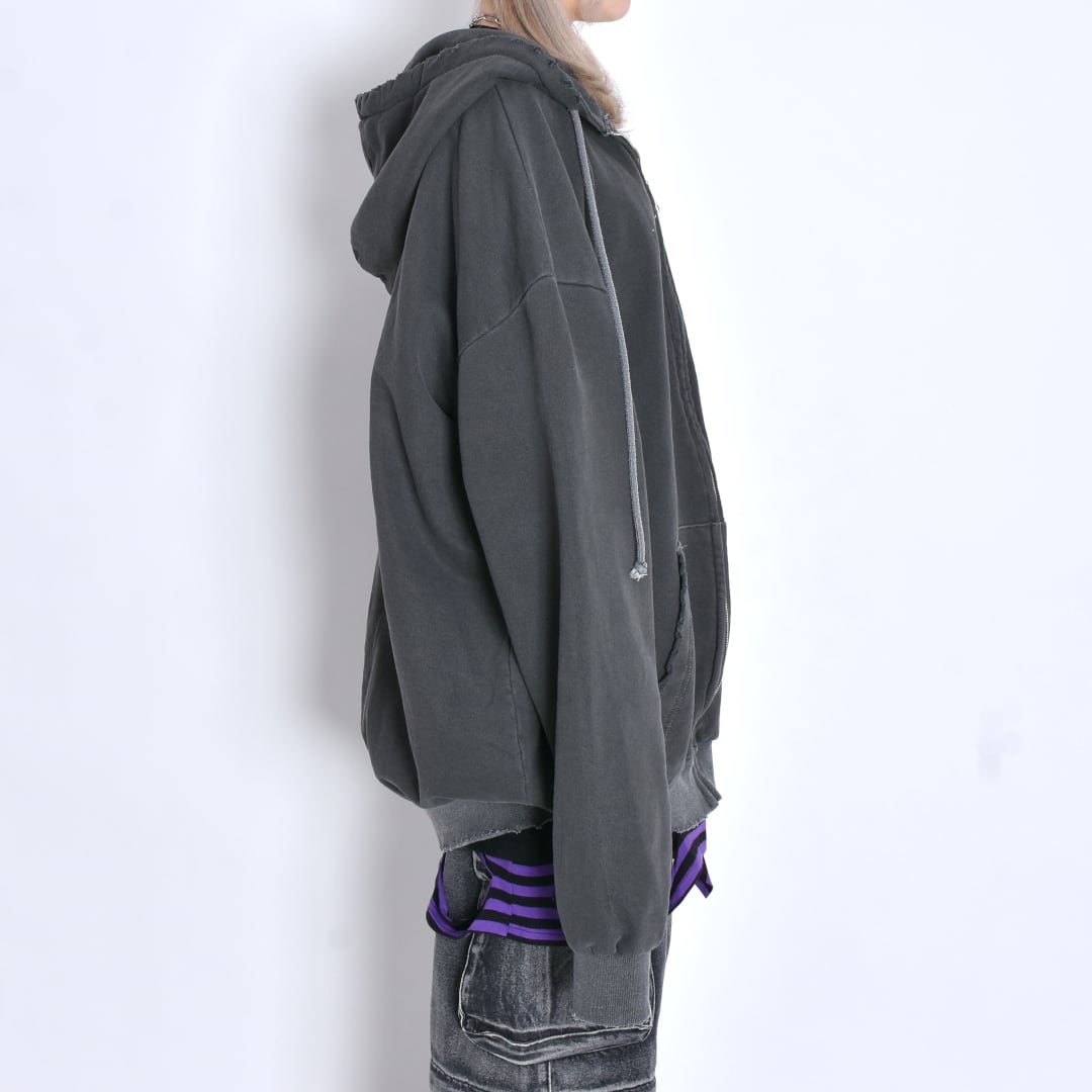 ピグメントダメージ ZIPパーカー(BIGシルエット) | VOLCAN&APHRODITE
