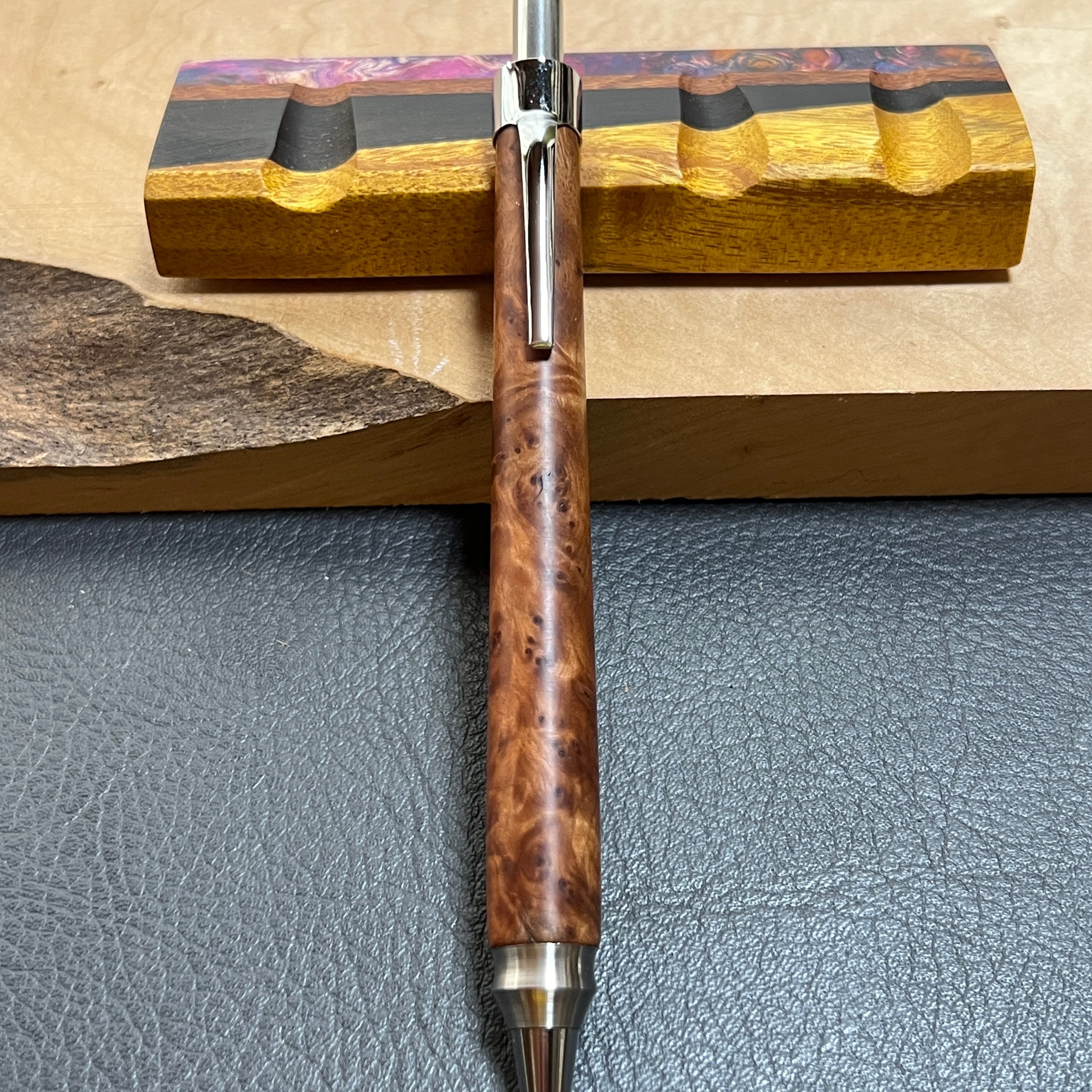 15樺瘤濃色木製シャーペン 強低重心ダブルR ステンレス | handwood