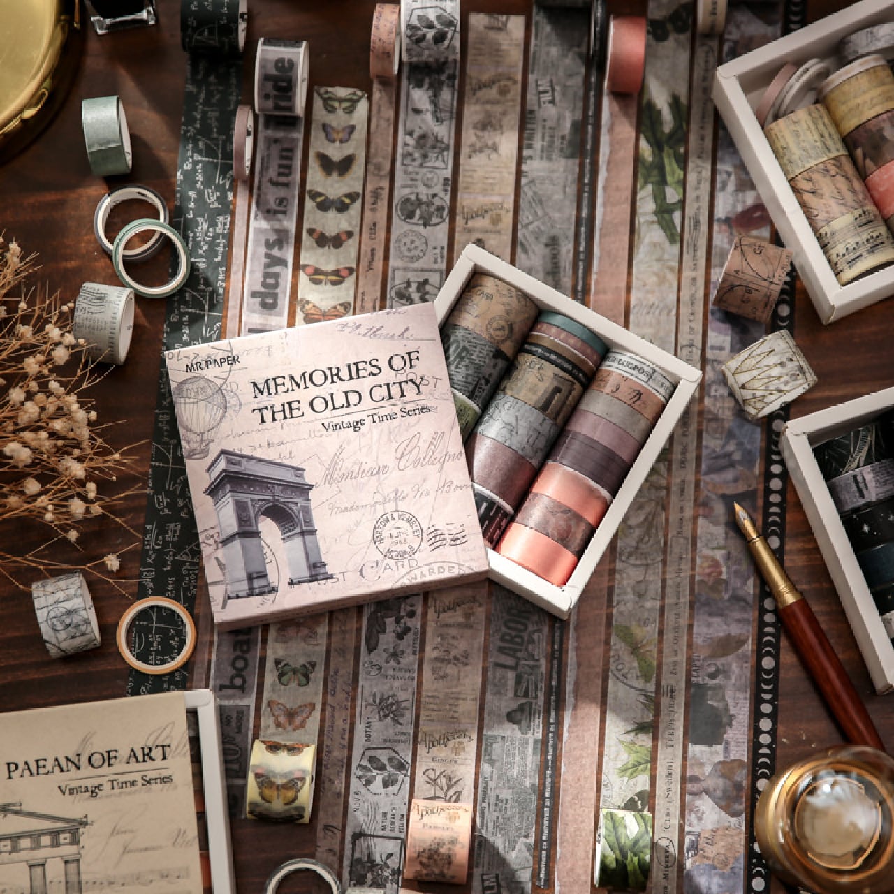 在庫限り】マスキングテープ 大容量 BOX入り レトロ マステ 4種 箱入り