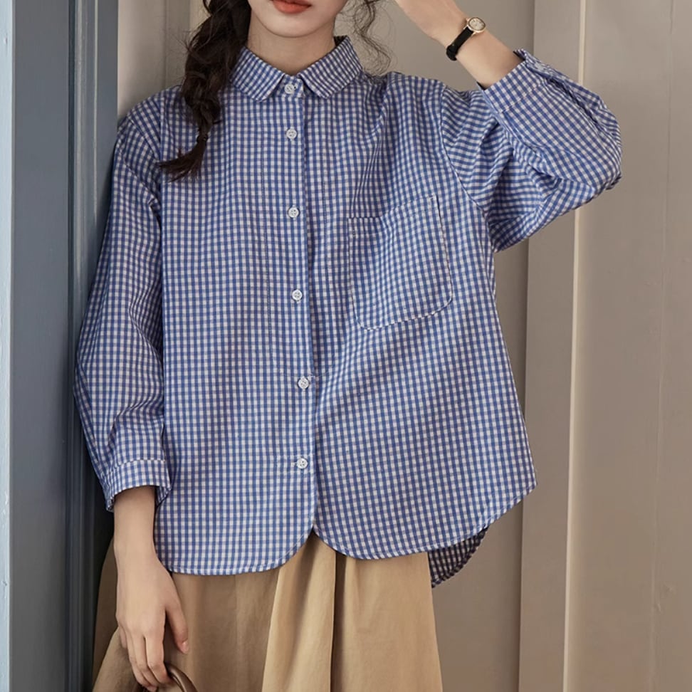 ギンガムチェック柄ブラウス ・5613 | Lehtia - レフティア｜淡色