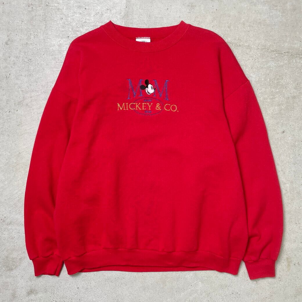 90年代 USA製 MICKEY & CO. スウェットシャツ キャラクター刺繍 メンズ