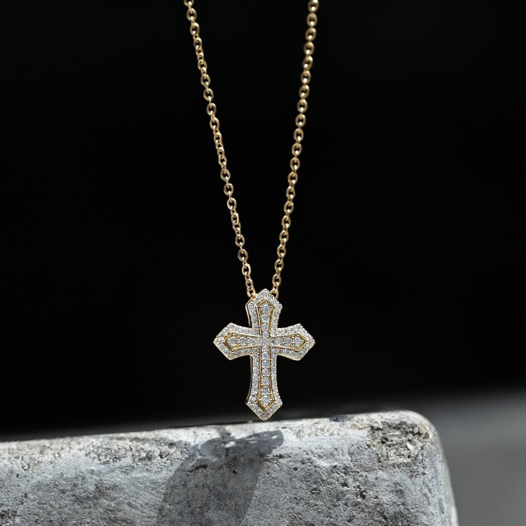 18kgp zirconia spada cross necklace VN2-99 | VERIELA