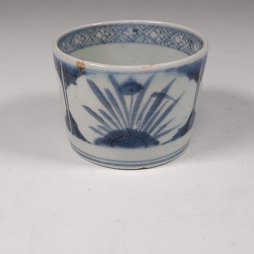 577 古伊万里大渕染付仙人唐子遊び図蕎麦猪口 無傷 幕末 577 古伊万里