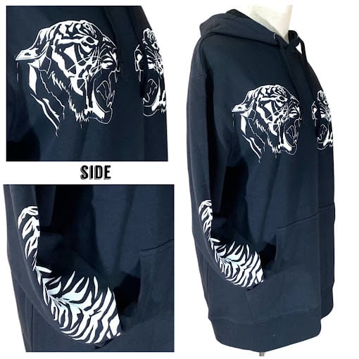 虎 タイガー パーカー サブカル 黒 ブラック メンズ レディース 大きめ