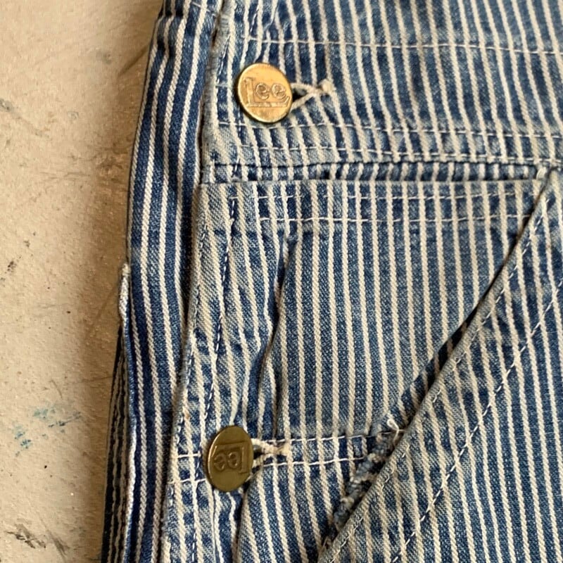 40's Lee 98-SB ヒッコリーストライプ オーバーオール ハウスタグ 斜体