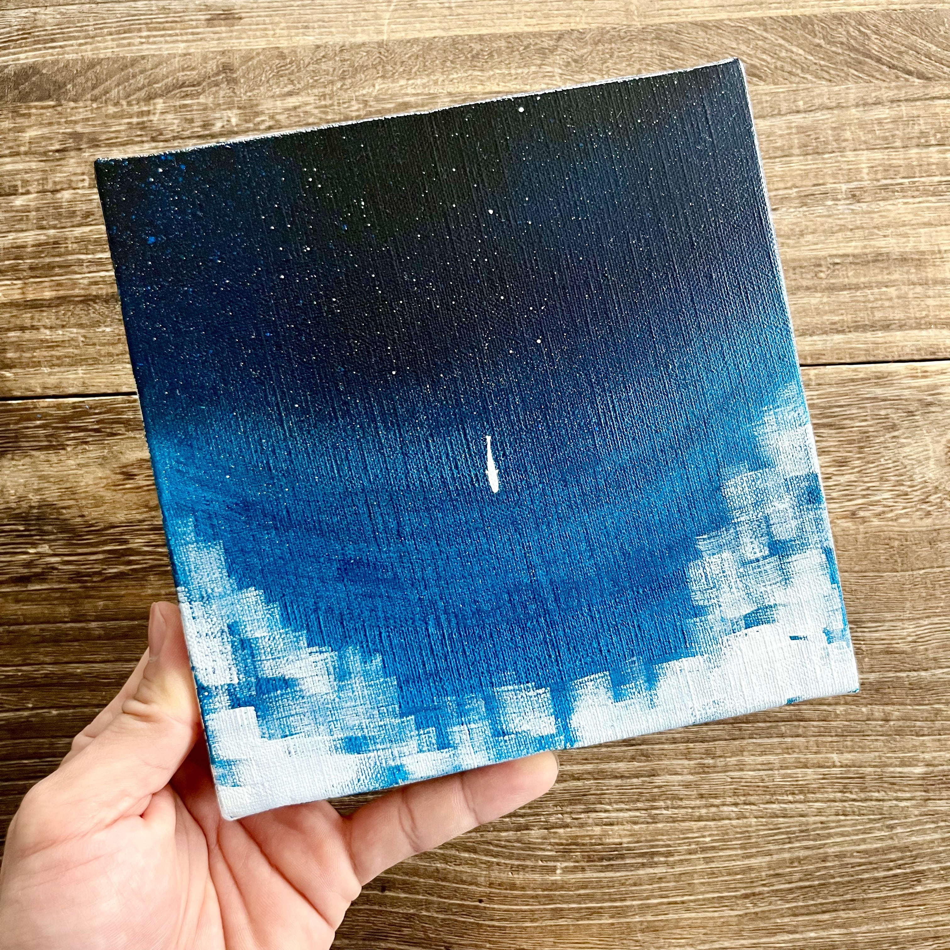 Unexplored（未踏）」 原画 深海×魚×漂流 黒 青 絵画キャンバス 風景画