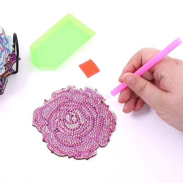 ウッドコースター 制作キット ダイヤモンドアート 10枚 多肉植物