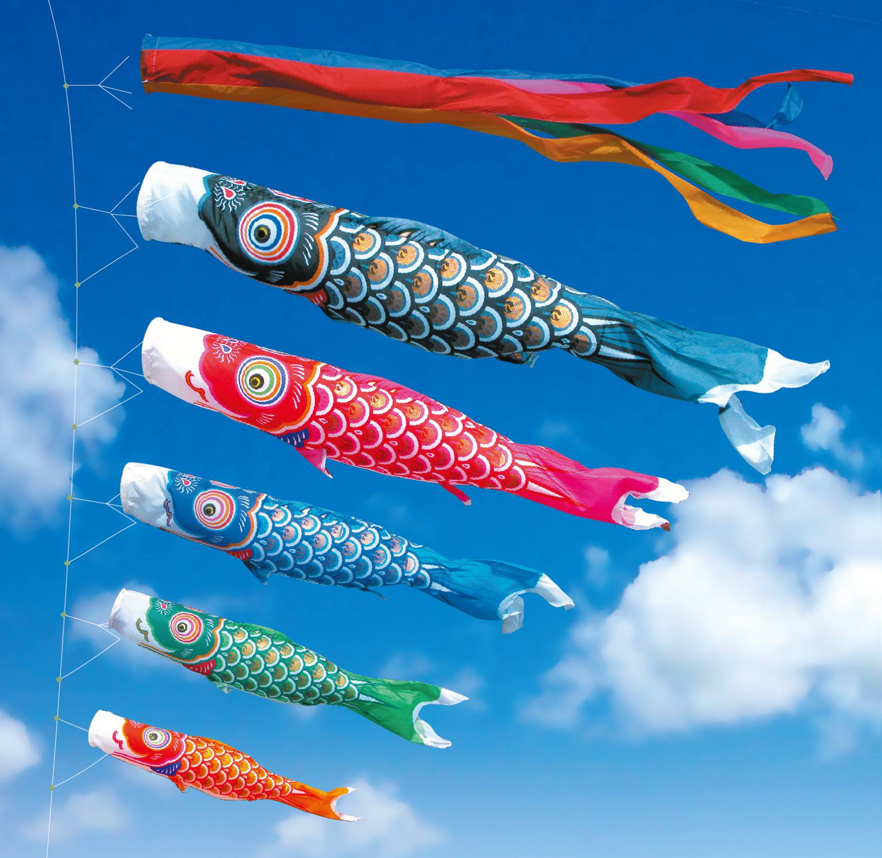 ゴールド鯉大型セット 5M8点セット（徳永鯉のぼり） | 人形と