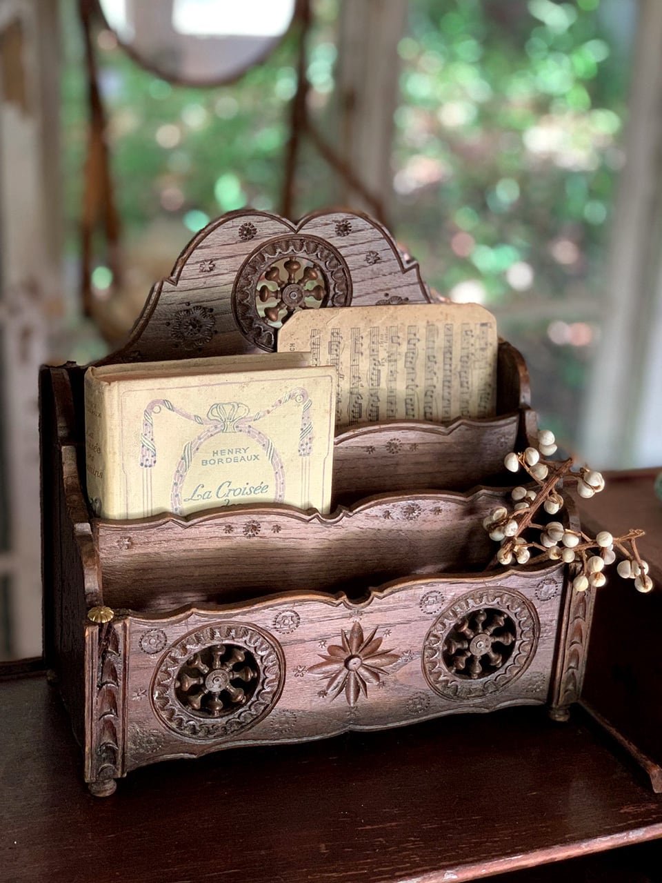 木製レターラック ポストカードホルダー オリジナルペイント フランス