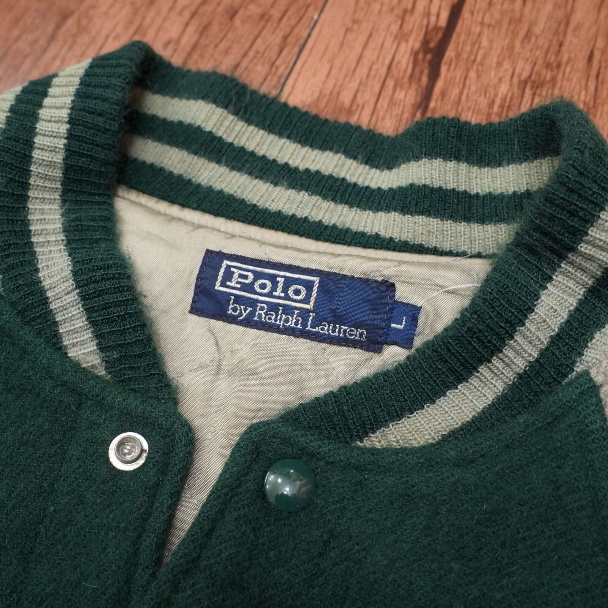 ralphlauren ウール スタジャン 無地 L/ラルフローレン 90s | 古着屋