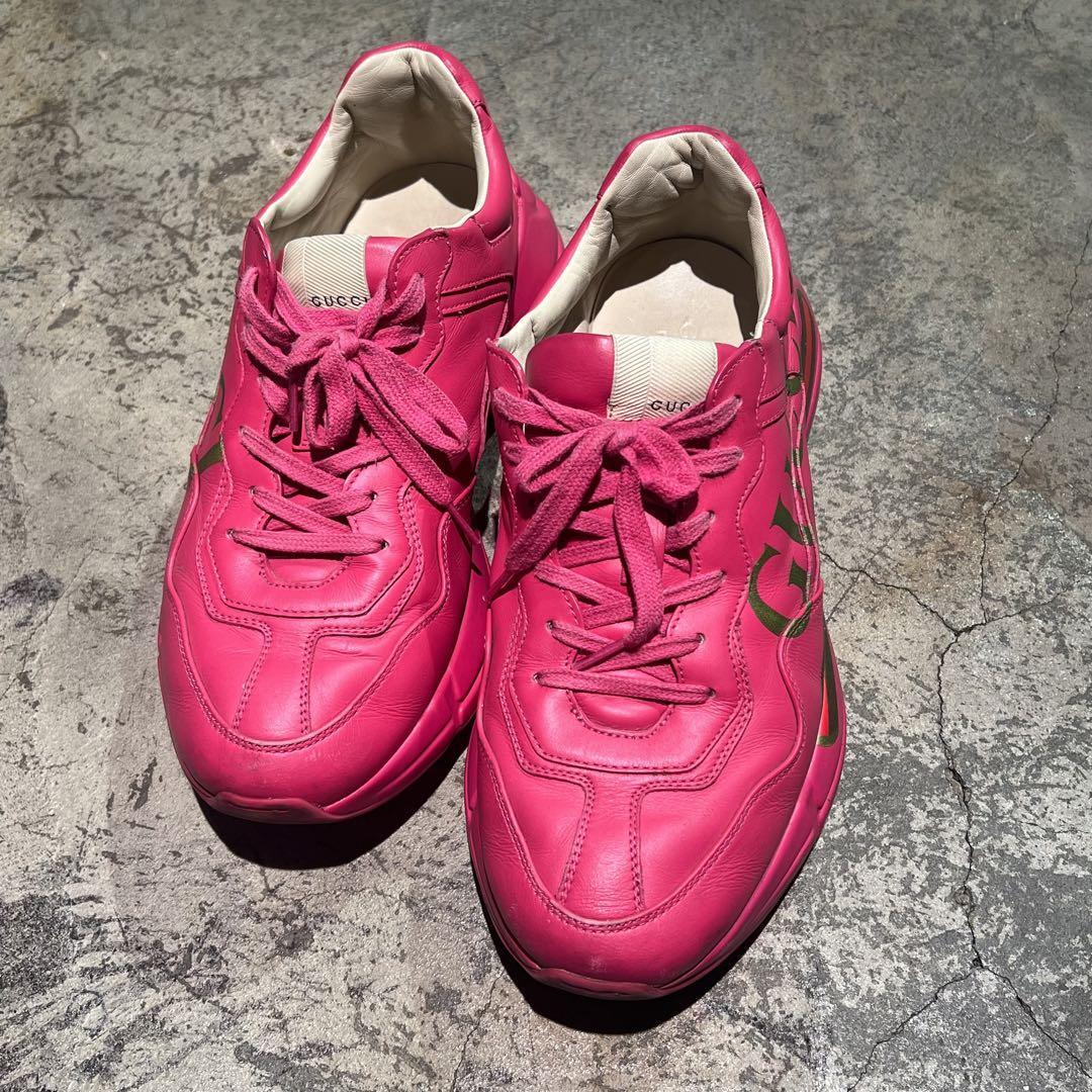 GUCCI グッチ RHYTON スニーカー ピンク 薄汚れ SIZE9 約28cm 【表参道