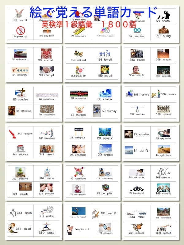 絵で覚える単語カード英検®準1級語彙（1800枚） | VisualEnglish7
