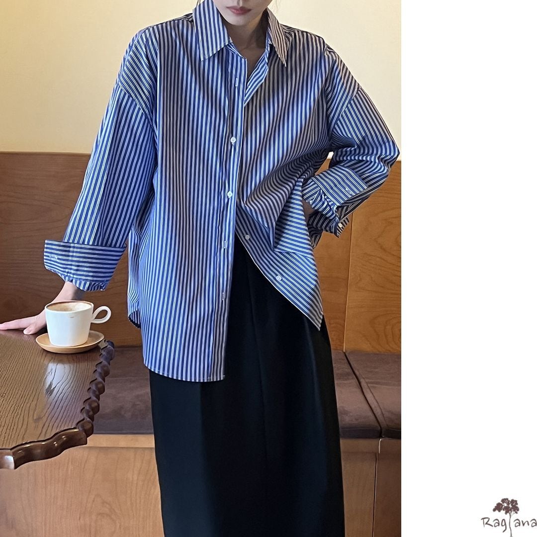 ストライプ 長袖 シャツ 3col M 11312 | Raglana