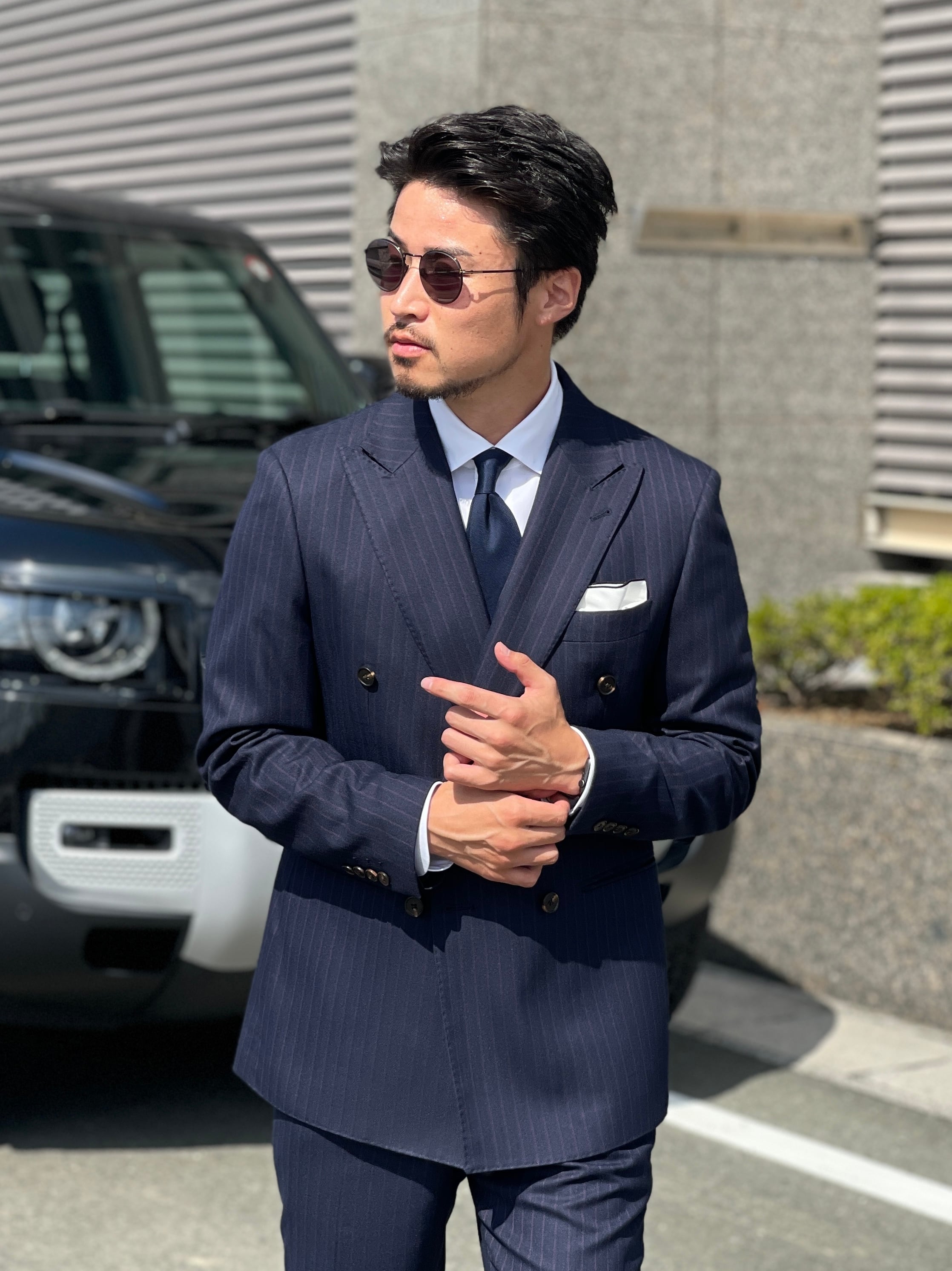 高品質】ストライプダブルスーツ【ネイビー】 | Wide Range