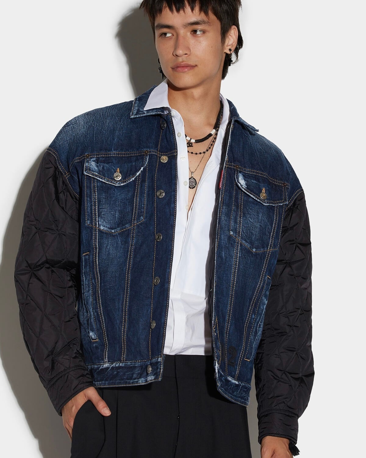 DSQUARED2】D2 QUILTED MIX DROPPED SHOULDER JEAN JACKET | idealclasse