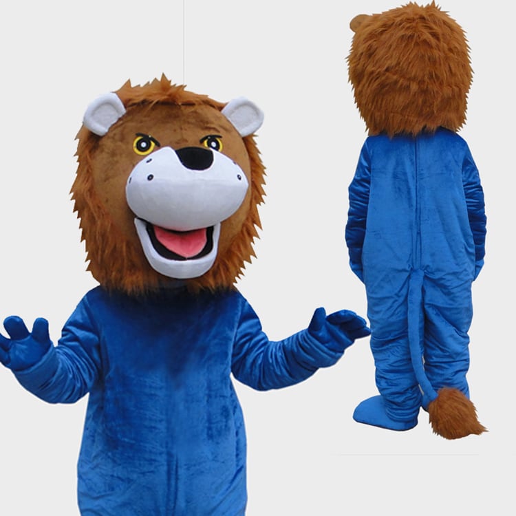 ☆本格的着ぐるみ 獅子 ライオン ☆大人用 ブラウンのライオン ブルー