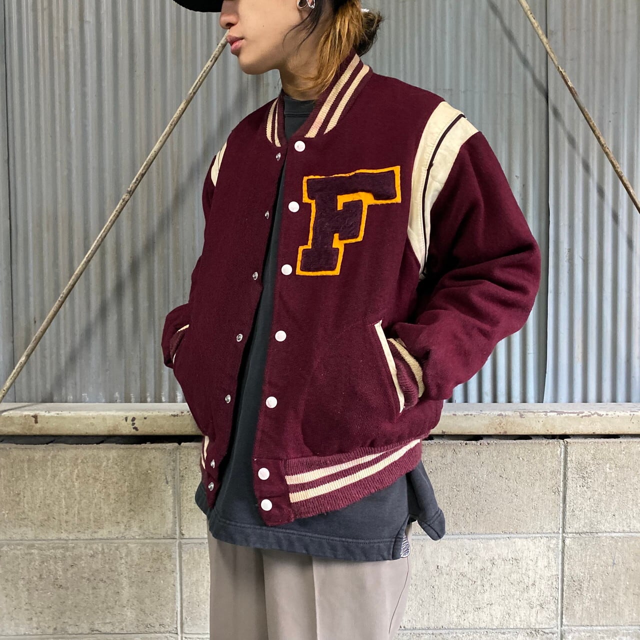 dakota sports inc ウールアワードジャケット スタジャン ワッペン