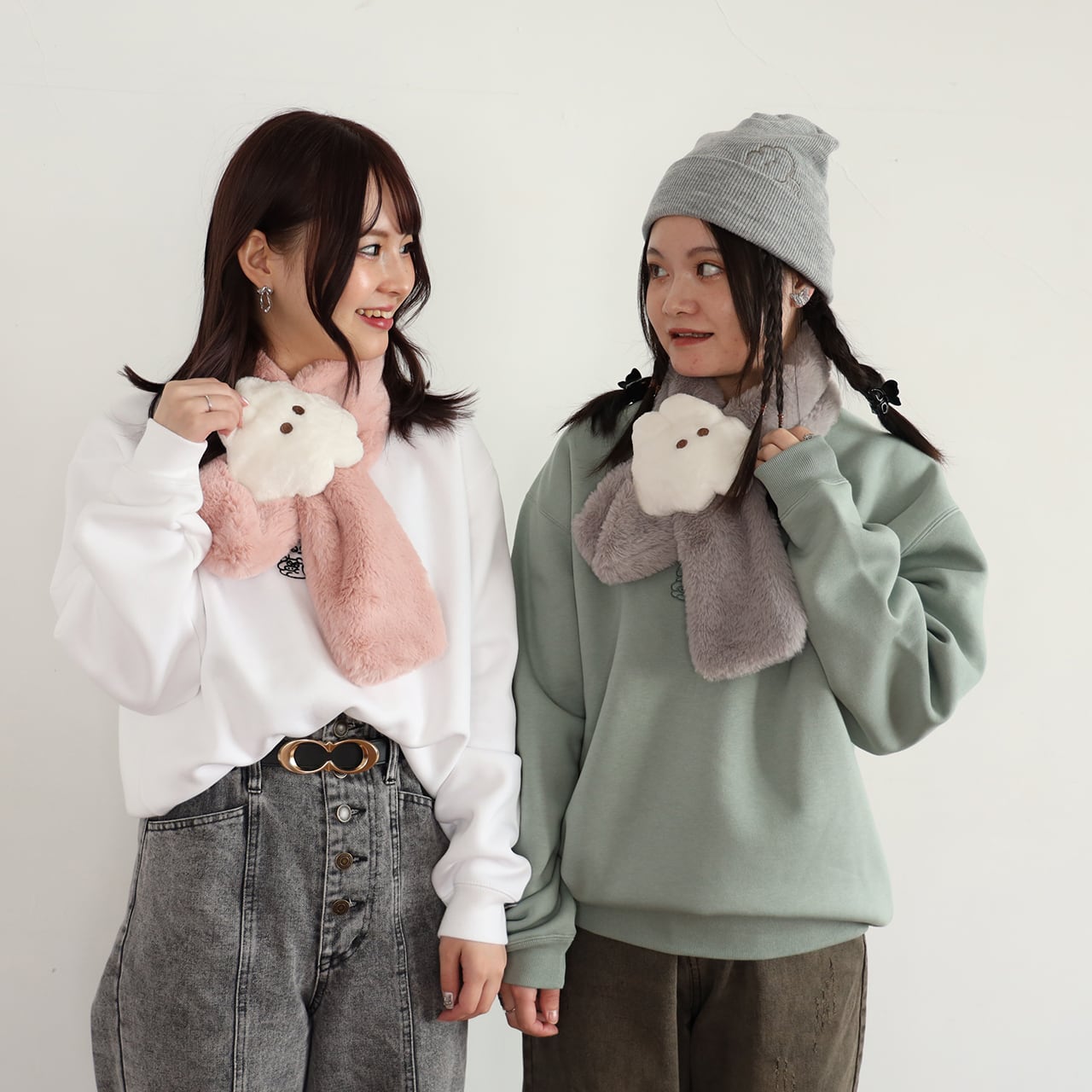 なでウサのふわふわマフラー/ホワイト（MK-568） | もくもくちゃん公式