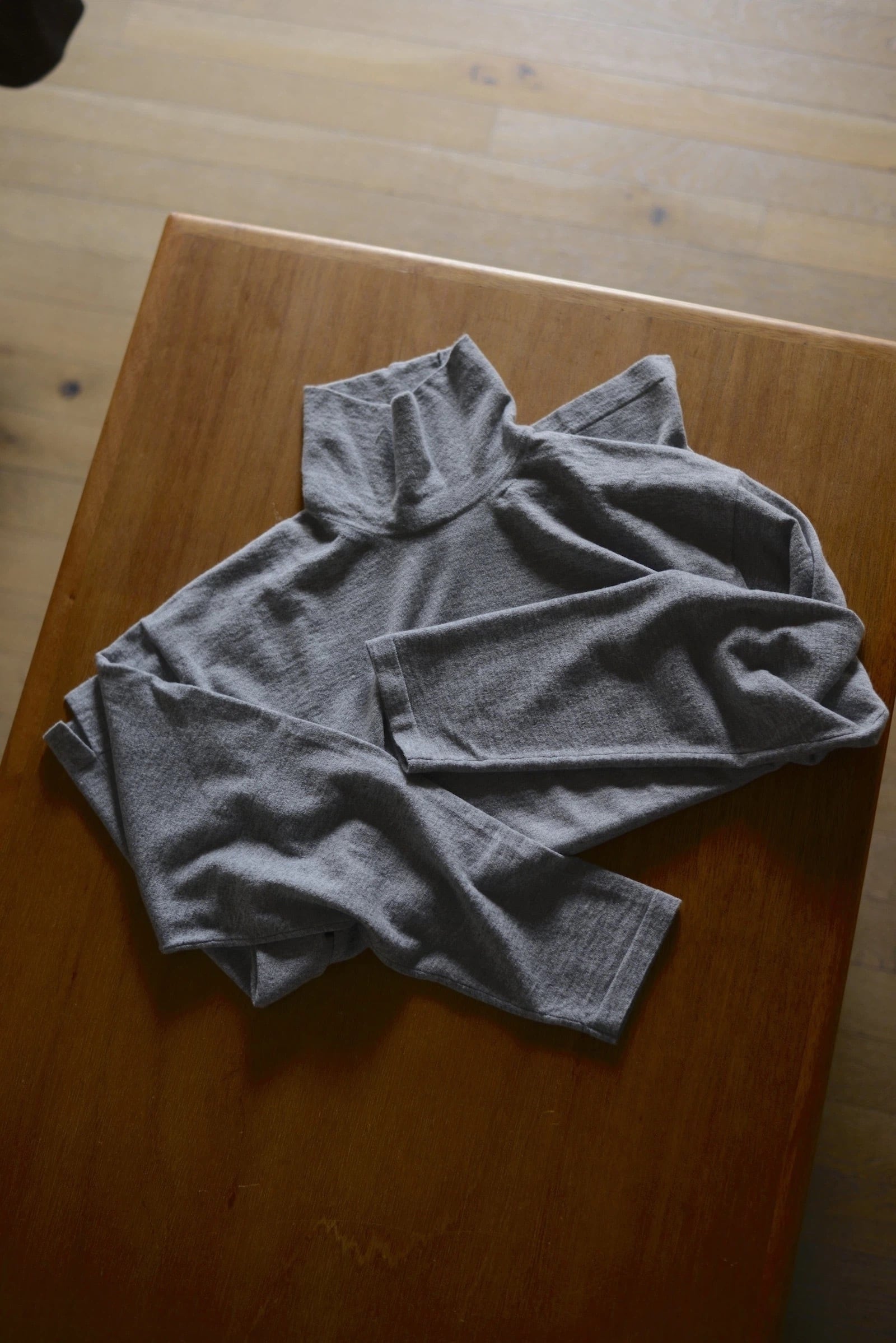 Ex Alashan cashmere “long sleeve Tee” mid turtle Knit (Gray) | nariwai