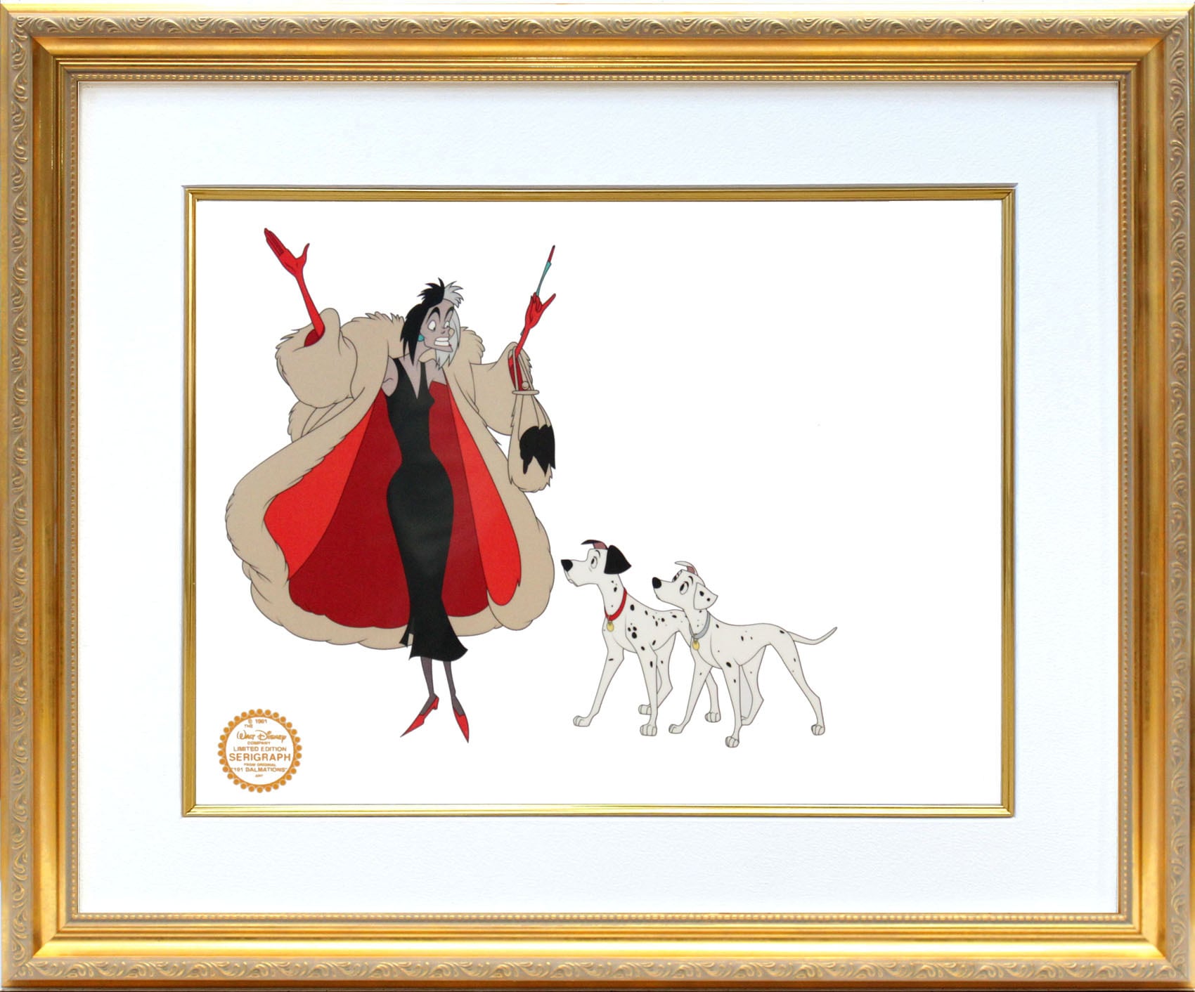 ディズニー セル画「101匹わんちゃん/クルエラ ド ヴィル」額縁2種選択