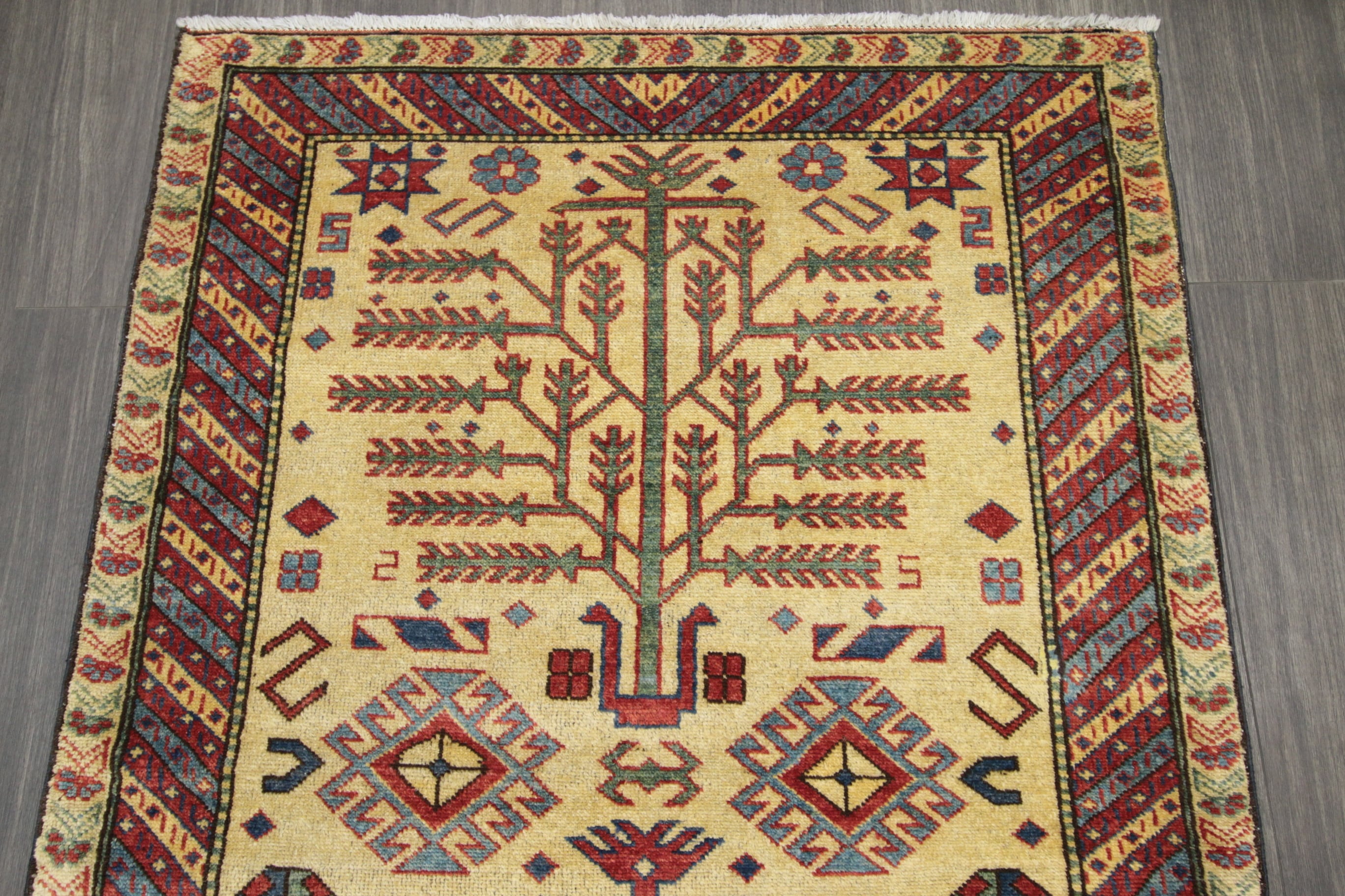 動物達の楽園】手織りシルクペルシャ絨毯 鳥獣双樹 未使用極上品 動物