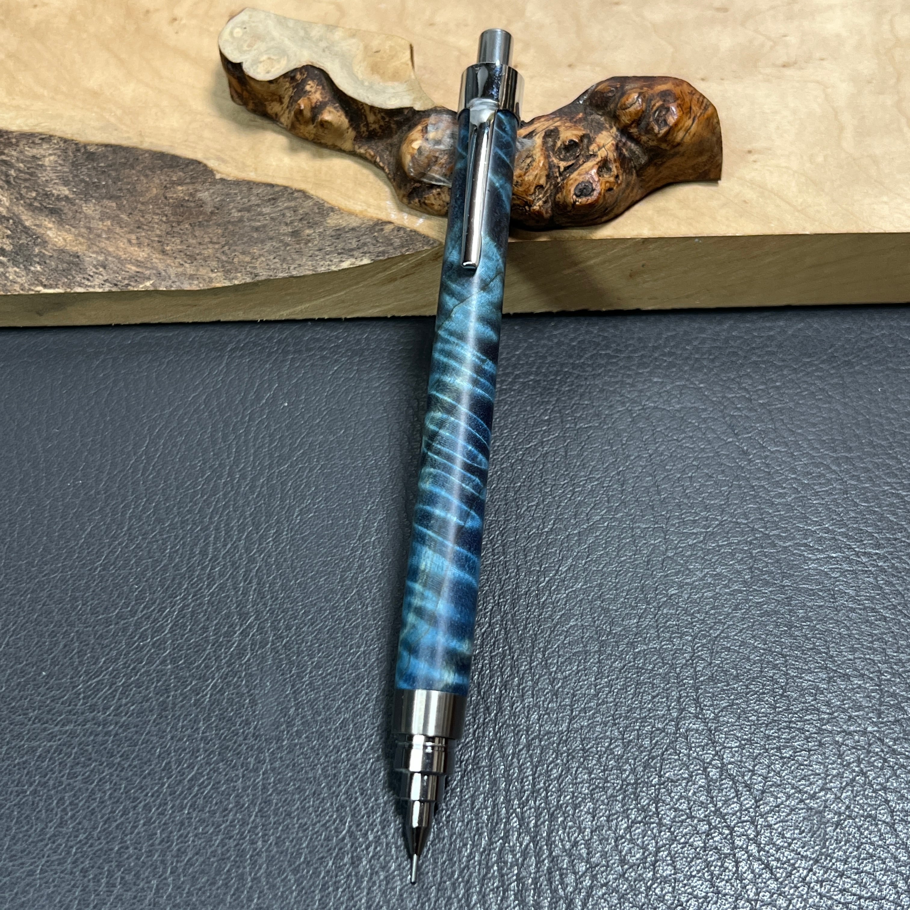 178栃トラ杢スタビ 木製シャーペン 最強低重心 ステンレス | handwood