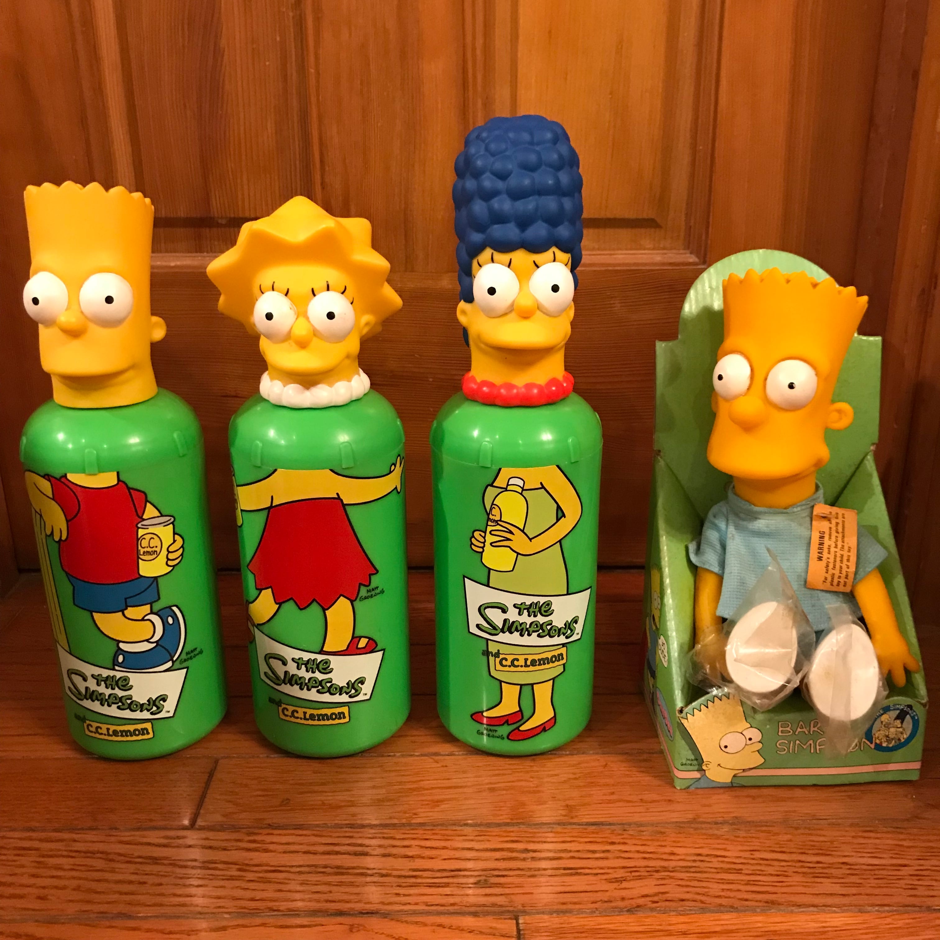 シンプソンズ ＆ C.C.Lemon 水筒（ボトル）＋ソフビ人形 4点セット