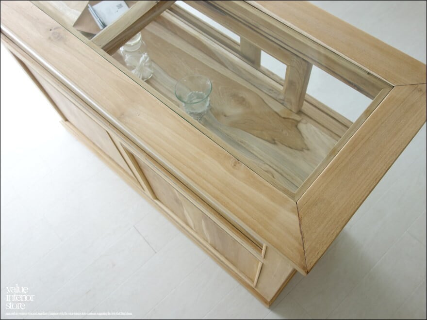 チーク総無垢 ショーケースカウンターNatla ガラスケース 飾り棚 店舗