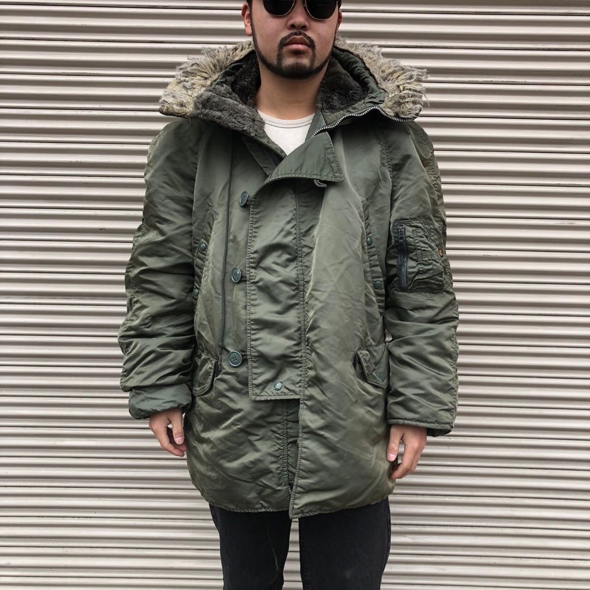 USA製 ALPHA アルファ N-3B フライト ジャケット メンズ LARGE カーキ