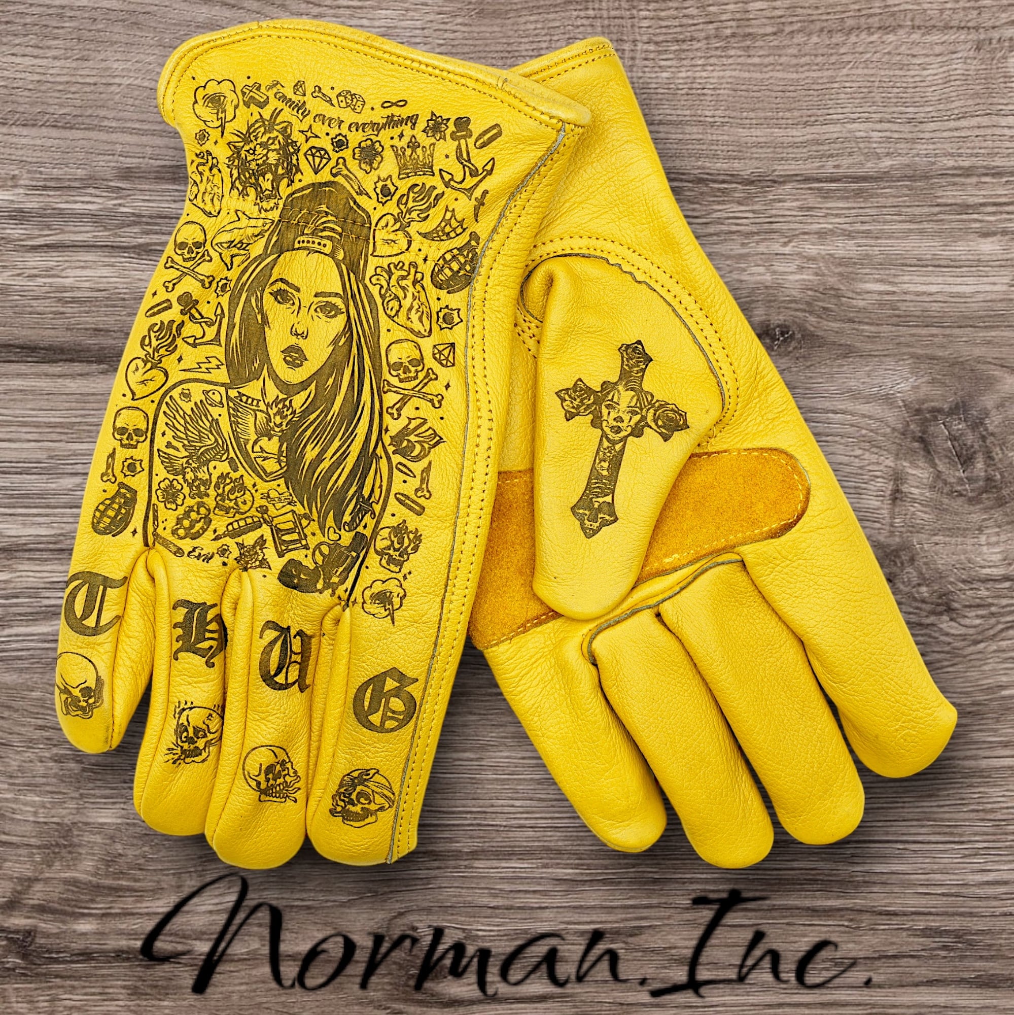 Lサイズ 牛革 レザーグローブ アメリカン バイク ハーレー カスタム